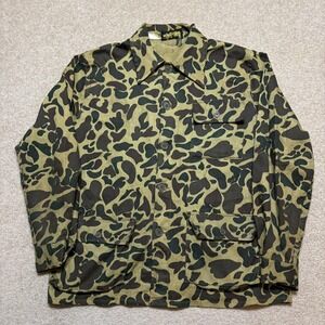 Vtg Duck Camo Hunting Jacket Mens Small Green Hunter Military 60s 70s